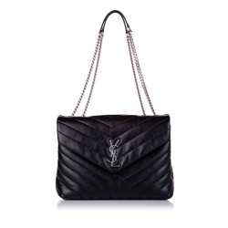 Saint Laurent B YSL Black Calf Leather LouLou Shoulder Bag FRANCE