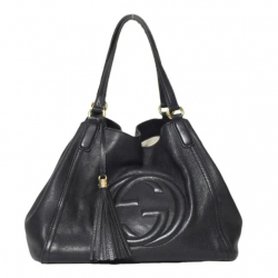 Gucci Soho Large Tote Black Leather Hobo Bag