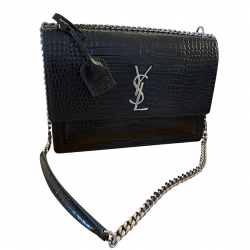 Saint Laurent Sunset large en cuir crocodile