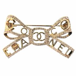 Chanel Brooch gold rhinestones