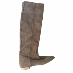 Massimo Dutti khakigrüne oberschenkelhohe Stiefel