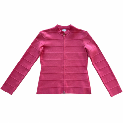 Armani Collezioni Très jolie veste zippée en tricot de couleur rose.