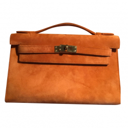 Hermès Kelly mini clutch orange suede 22