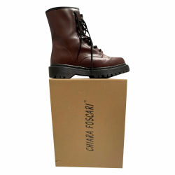 Chiara Foscari Bordeaux Combat Ankle boots w/ platform