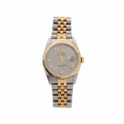 Rolex ; Datejust, montre-bracelet en acier et or avec index sertis de diamants, vers 1989