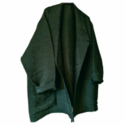 Christa de Carouge Leichte plissierte Jacke aus grüner Seide