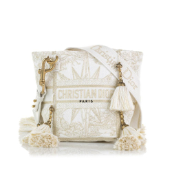 Christian Dior AB Dior White Canvas Fabric Small D Bubble Bucket Bag Italy