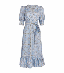 Sandro Enrika Bandana Print Silk Wrap in Sky Blue and White