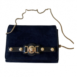 Versace Pochette en daim bleu Medusa