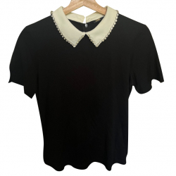 Maje Tivola Removable Embellished-Collar Top