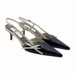 Christian Lacroix Lacroix vintage slingbacks in black with pale green patent leather trim