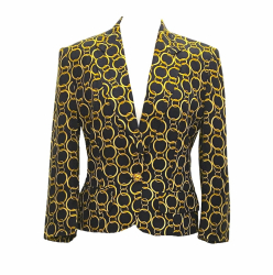 Alberta Ferretti jacket in navy with large gold-chain print