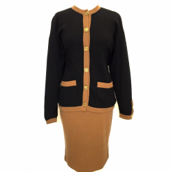 Chanel skirt combinaison in black & caramel cashmere