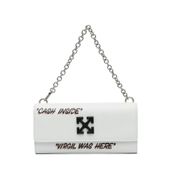 Off-White AB Off-White White Calf Leather Jitney Quote Wallet on Chain Italy