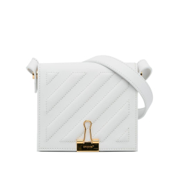 Off-White B Off-White White Calf Leather Baby Binder Clip Crossbody Bag Italy