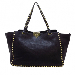 Valentino Mittlere schwarze Rockstud-Tasche
