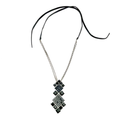 Lanvin necklace with large diamond shaped black crystals