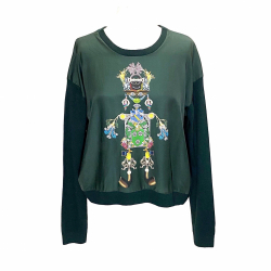 Mary Katrantzou pull in green wool-cashmere with silk print