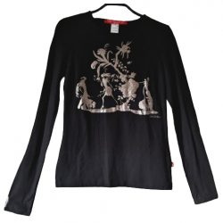 Christian Lacroix Schwarzes Shirt mit großen Metallic-Designs XS-S