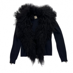 Red Valentino Navy blue wool and sheep fur jacket