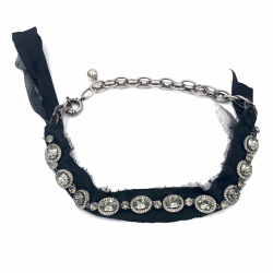 Lanvin necklace in smokey crystal and zircon on black silk