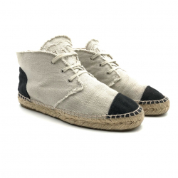 Chanel lace-up espadrilles in ivory & black