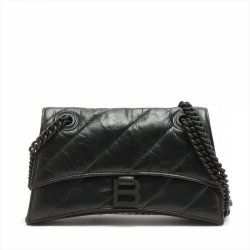 Balenciaga Hourglass Small Leather Chain Flap Bag Black