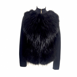Elie Saab jacket in black viscose with fur front