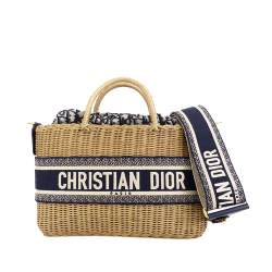 Christian Dior AB Dior Brown Beige Raffia Natural Material Oblique Wicker Basket Bag Italy