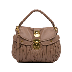 Miu Miu AB Miu Miu Brown Beige Canvas Fabric Matelasse Coffer Turkey