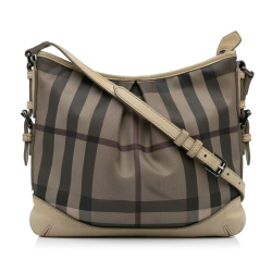 Burberry B Burberry Gray with Brown Beige Coated Canvas Fabric Smoke Check Crossbody China