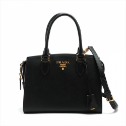 Prada Top Handle Small 2-Way Saffiano Leather Black Bag