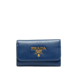 Prada B Prada Blue Saffiano Leather Key Holder Italy