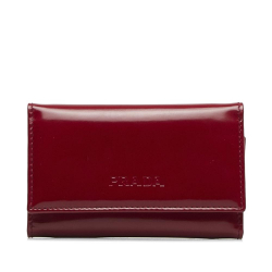 Prada B Prada Red Patent Leather Leather Patent Key Holder Italy