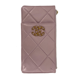 Chanel Phone & Card Holder Leather Pastel Pink