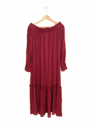 Non Signé / Unsigned Red Rayon Dress - Size S