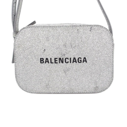 Balenciaga B Balenciaga Silver Calf Leather Glitter Everyday XS Camera Bag Italy