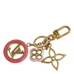 Louis Vuitton AB Louis Vuitton Gold Gold Plated Metal Monogram Blooming Flowers Bag Charm Italy
