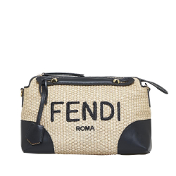 Fendi AB Fendi Brown Beige with Black Calf Leather By The Way Satchel Italy