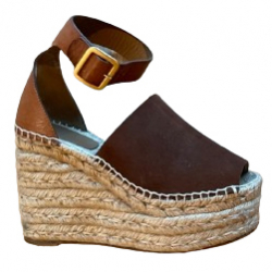 Chloé Les parfaites petites espadrilles en daim/cuir marron