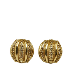 Chanel B Chanel Gold Gold Plated Metal CC Clip-On Earrings France