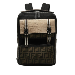 Fendi AB Fendi Brown Dark Brown Nylon Fabric Zucca Multi Pocket Backpack Italy