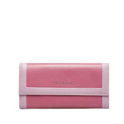 Salvatore Ferragamo B Ferragamo Pink Calf Leather Long Wallet Italy