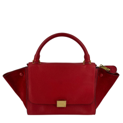 Celine Trapeze Small Leather 2-Way Handbag Red