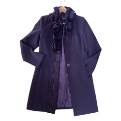 Rinascimento Coat with floral scarf collar in fabric and velvet