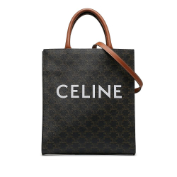 Celine B Celine Brown Coated Canvas Fabric Small Triomphe Vertical Cabas Italy