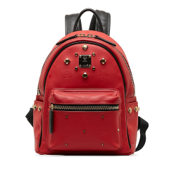 MCM B MCM Red Coated Canvas Fabric Visetos Stark Backpack Korea, South