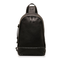 Valentino AB Valentino Black Calf Leather Rockstud Sling Backpack Italy