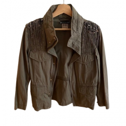 Haute Hippie Military Jacket with Sequin Embellished Shoulders
