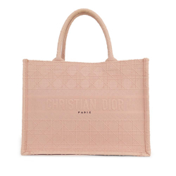 Christian Dior B Dior Pink Light Pink Canvas Fabric Medium Cannage Book Tote Italy